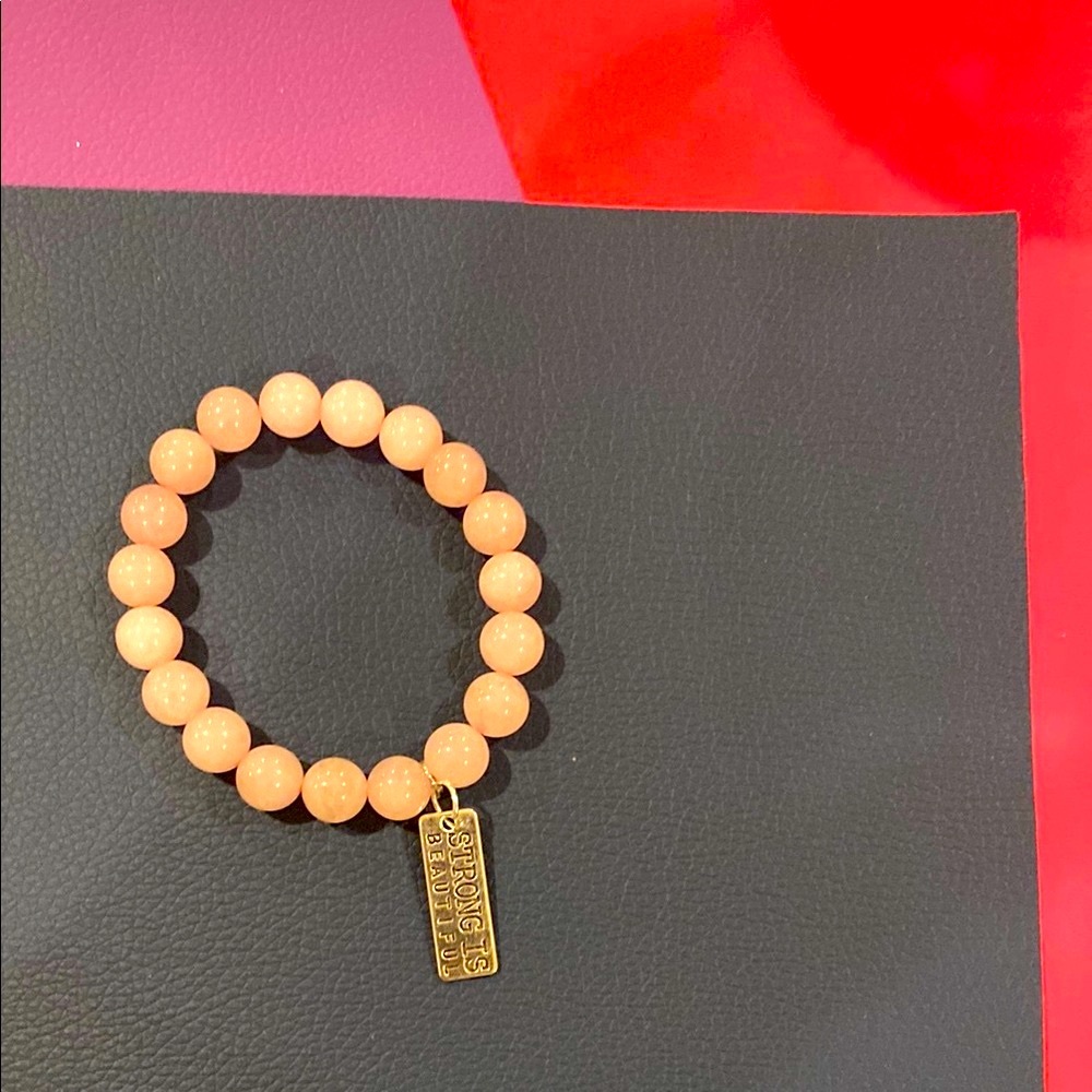 Gold Beaded Bracelet with Charm